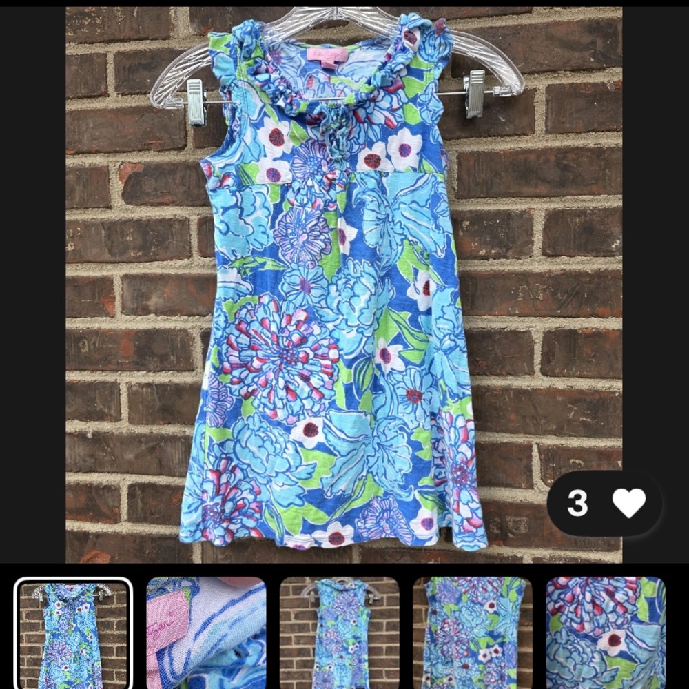 Lilly Pulitzer Blue Floral Ruffle Neck Sundress